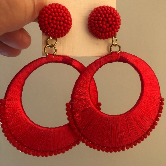 Red Statement Earrings - Picture 2 of 2